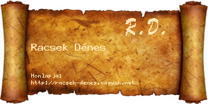 Racsek Dénes névjegykártya