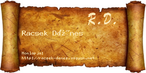 Racsek Dénes névjegykártya